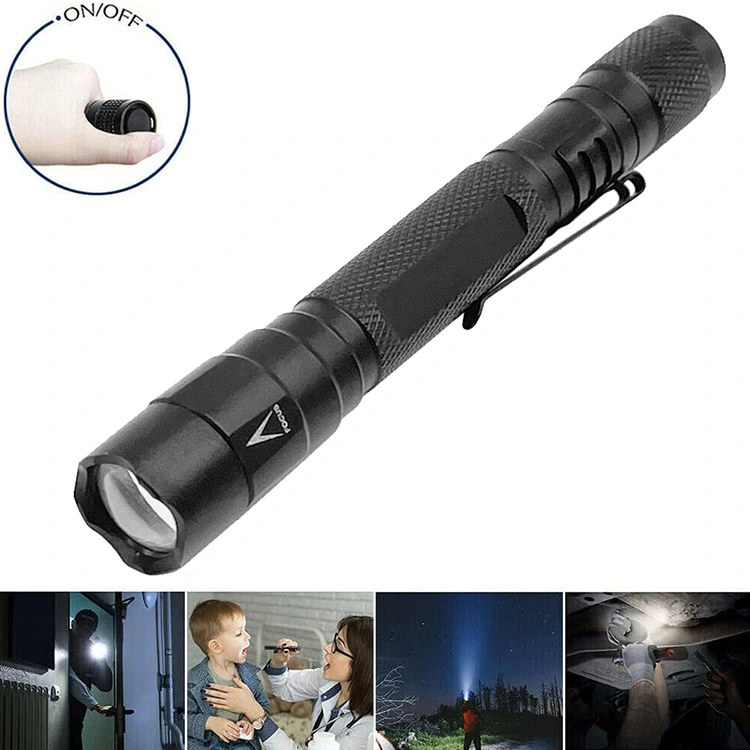 Pocket Clip Pen Aluminum Mini LED Flashlight 